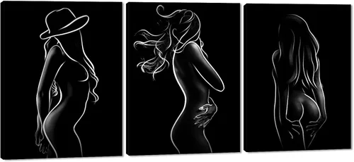 Miniatura 51 de Novatique 3 piezas de arte de pared sexy en blanco y negro para parejas desnudas, decoración de pared abstracta de amor para mujeres y hombres, arte
