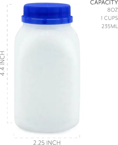 Miniatura 6 de Cornucopia Brands Paquete de 12 botellas de leche de plástico de 8 onzas, sin BPA, aptas para lavavajillas, multiuso para leche, jugo, batidos