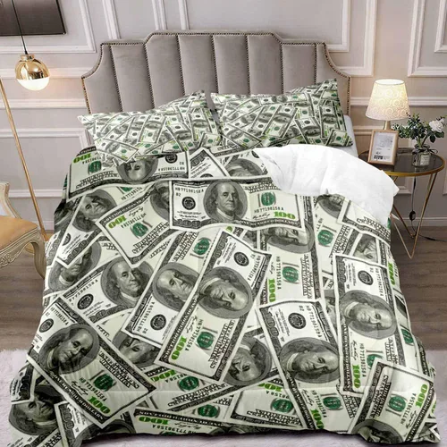 LUVIVIHOME Juego de edredón de lujo de 2 piezas, tamaño individual, juego de ropa de cama de 100 dólares para niños y niños, divertida y fresca