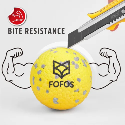 Miniatura 3 de FOFOS Pelotas para perros, juguetes masticables, pelota de tenis para masticadores agresivos, juguetes molares, juguete acuático, bolas Amarillo