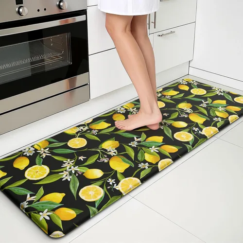 Lemon Tapetes de Cocina para Piso - Tapetes Antifatiga para Piso de Cocina, Acolchados Antideslizantes Lavables de Espuma Viscoelástica para