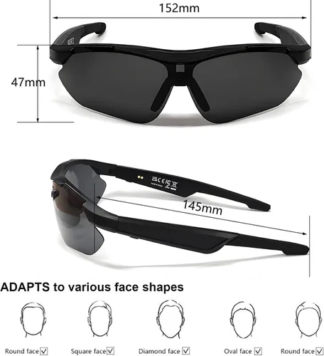 Miniatura 9 de Gafas de música inteligentes para ciclismo, gafas deportivas Bluetooth con altavoz, gafas de sol polarizadas Bluetooth para hombres y mujeres