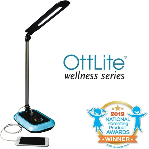 Miniatura 2 de OttLite Lámpara de escritorio LED Glow con puerto de carga USB, portátil, ajustable, luz de escritorio, color negro
