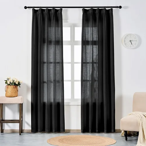 Miniatura 10 de Cortinas semitraslúcidas de lino neutro de 84 pulgadas de largo, cortinas y cortinas de lino beige crema que filtran la luz, tratamientos modernos