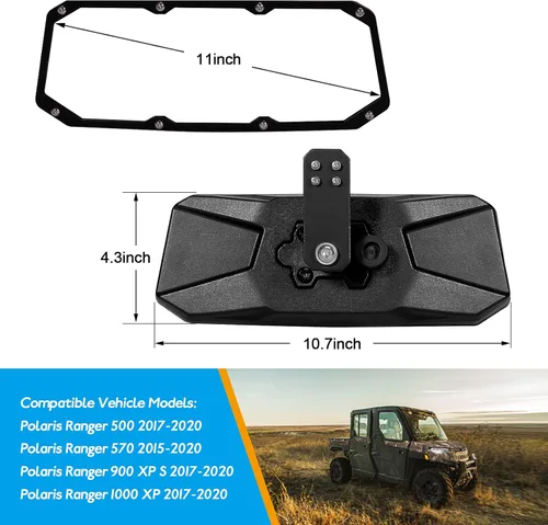 Miniatura 7 de UTV Ranger Espejo Retrovisor y Juego de Espejos Laterales Compatible con Polaris Ranger 500 570 900 1000 XP Crew 2015-2024, Accesorios UTV de Tubo