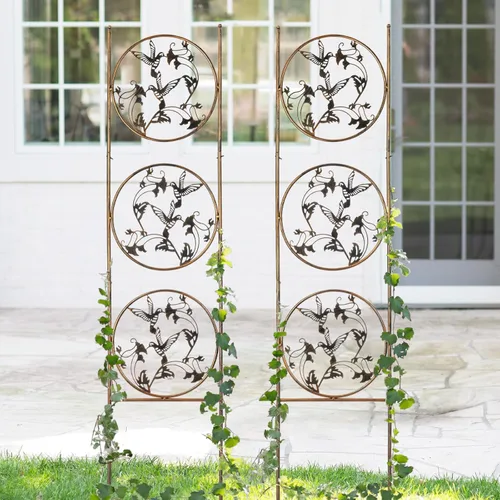 Miniatura 5 de SUNNYPARK Juego de 2 enrejados de jardín de metal para colibríes para plantas trepadoras, enrejado decorativo para verduras y flores enredaderas