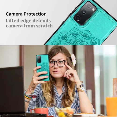 Miniatura 6 de COOYA Funda para Samsung Galaxy S20 FE 5G - Funda tipo cartera con tarjetero, piel sintética de alta calidad, cierre magnético, funda protectora