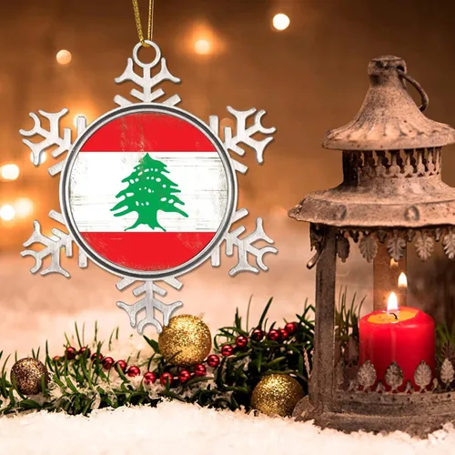 Miniatura 3 de Líbano Novedad Metal Copo de Nieve Adornos de Navidad Regalo Patriótico País Recuerdo Regalo Adornos de Navidad Adornos de Navidad Bandera Nacional