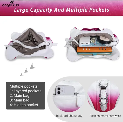 Miniatura 4 de Angelkiss Hobo Carteras y bolsos para mujeres Bolso de mano para mujeres Carteras grandes Bolsos de hombro diarios Purses, handbags, Handbag, Women