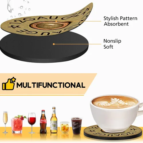 Miniatura 3 de Swooflia Posavasos para bebidas, mesa de café, diseño de gato negro, lindo colorido de silicona, absorbente, juego de posavasos para inauguración