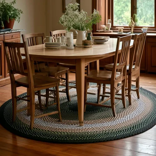Miniatura 80 de Super Area Rugs Alfombra trenzada azul de 7 x 9 pulgadas, alfombra tejida ovalada para sala de estar, alfombra trenzada de granja, alfombra