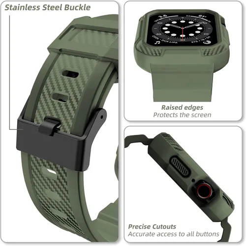 Miniatura 4 de OROBAY Correa resistente compatible con Apple Watch Band de 1.614 pulgadas, 1.575 pulgadas, 1.496 pulgadas con funda, correa a prueba de golpes