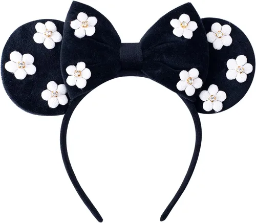 Miniatura 12 de KARETT Diadema con Orejas de Ratón de Lentejuelas con Lazo de Brillantina, Decoración de Fiesta de Princesa para Niñas y Mujeres Rosa Azul