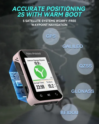 Miniatura 6 de L2 GPS Bike Computer, 2" Color LCD Wireless Cycling Computer,Bike Speedometer Bluetooth ANT+, IPX7 Waterproof, Auto Backlight, Supports
