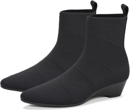 Miniatura 11 de Women's Ankle Boots Comfortable Pointed Toe Breathable Sock Knit Low Heel Fall Work Office Booties