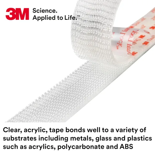 Miniatura 6 de 3M Sujetadores resellables de doble bloqueo SJ3560, tipo 250, transparentes, 1 pulgada x 50 yardas, uso industrial, cierre a presión, fuerte