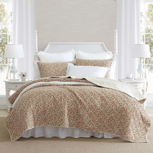 Laura Ashley - Juego de edredón individual, ropa de cama de algodón ligero con funda a juego, decoración del hogar inspirada en flores vintage con
