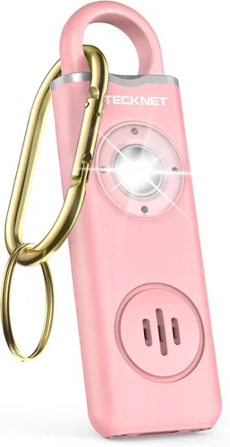 Miniatura 16 de TECKNET Alarma de seguridad personal recargable para mujeres, alarma de llavero de autodefensa de 130 dB con luz estroboscópica SOS, aviso de Azul