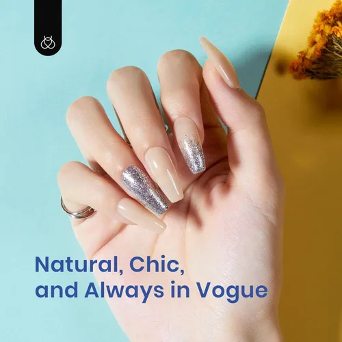 Miniatura 5 de Kit de Uñas de Gel Beetles de Extensión Fácil con 500 Puntas Medianas en Forma de Ataúd 5 en 1, Gel Base de Pegamento de Uñas y Lámpara LED 0-4-M