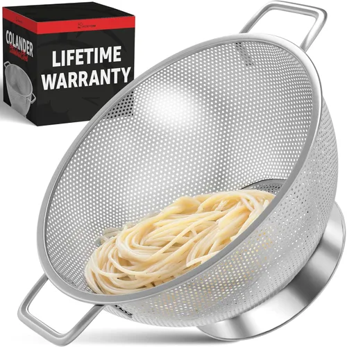 Miniatura 8 de PriorityChef Premium - Colador de acero inoxidable de 4 cuartos para cocina, colador duradero para arroz y pasta con asa, resistente al óxido y apto