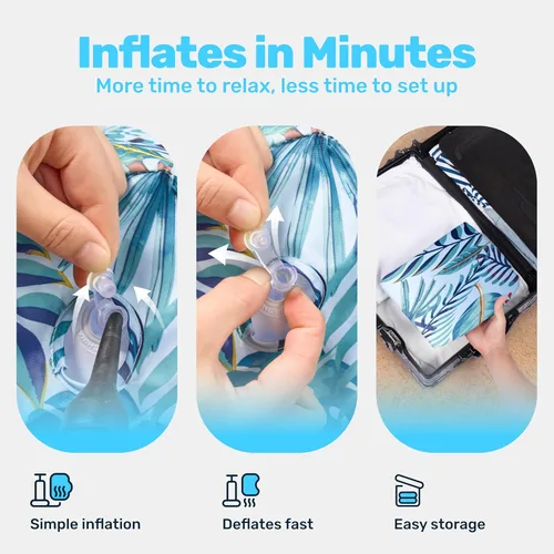 Miniatura 7 de Sloosh Sillas flotantes de piscina para adultos, sillas inflables de piscina, hamaca flotante con patrón de plantas para adultos, flotadores
