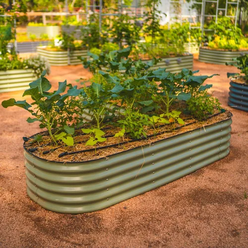 Miniatura 9 de Kits de cama de jardín elevada de Vego Garden, cama de plantador elevada modular de metal de 6 en 1 de 17" de altura para verduras, flores, caja