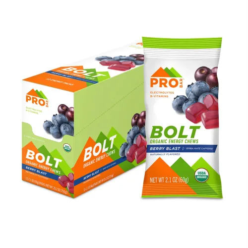 Probar - Masticables energéticos orgánicos Bolt, explosión de bayas, sin OMG, sin gluten, certificado orgánico USDA, saludable, energía natural,