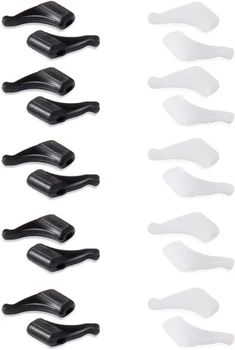 Miniatura 8 de SAIGO Ganchos antideslizantes para las orejas, retenedores de lentes de silicona para lentes de sol, 10 pares Negro