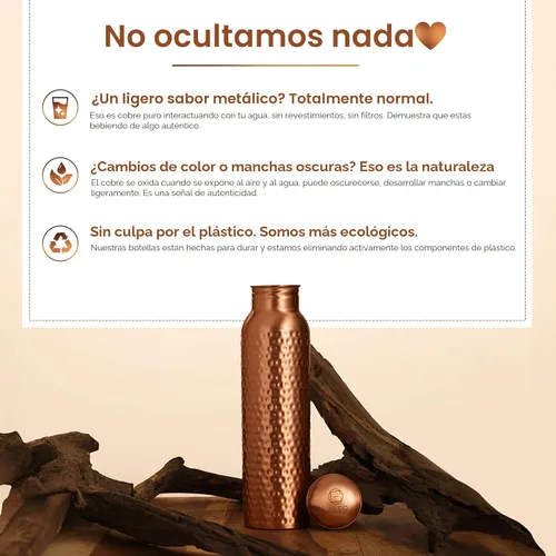 Miniatura 4 de Botella de agua de cobre puro 100% CLEO HOME para beber, botella de cobre ayurvédica martillada de 32 onzas para agua potable A prueba de fugas
