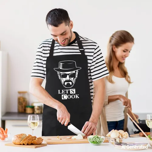 Miniatura 7 de Kaidouma Delantales de cocina divertidos para hombres - A cocinar - Delantales de chef de cocina para hombres en negro, divertidos, para parrilla