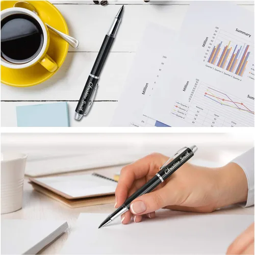 Miniatura 2 de Amlion Bolígrafos personalizados grabados personalizados con nombre, repuesto medio recargable, regalos personalizados para hombres y mujeres