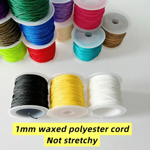Miniatura 6 de 40 colores de cuerda de poliéster encerado de 0.039 pulgadas, hilo recubierto de cera para hacer joyas, cuerda encerada para hacer pulseras de 25