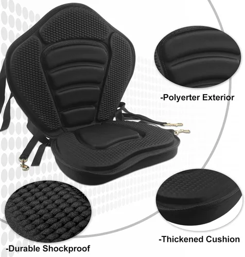 Miniatura 5 de HLOGREE Asientos de kayak: 1/2 pieza, cojín acolchado grueso con soporte de respaldo, compatible con canoa y Ocean Sup
