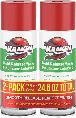 Miniatura 7 de Kraken Bond Spray de liberación de moho de silicona – (12 x 12.3 onzas) agente de liberación de moho a alta temperatura para lubricante de resina