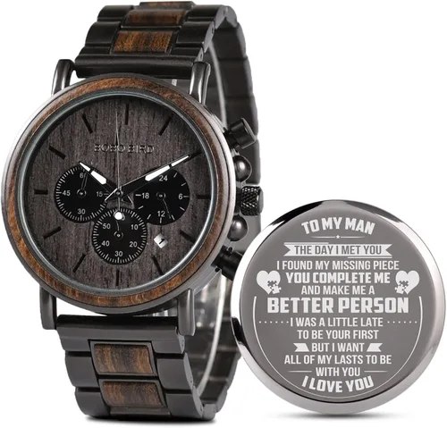 2win - Reloj de madera con grabado personalizado para hombre, reloj para de cumpleaños, aniversario, para tu novio, enamorado, prometido, esposo