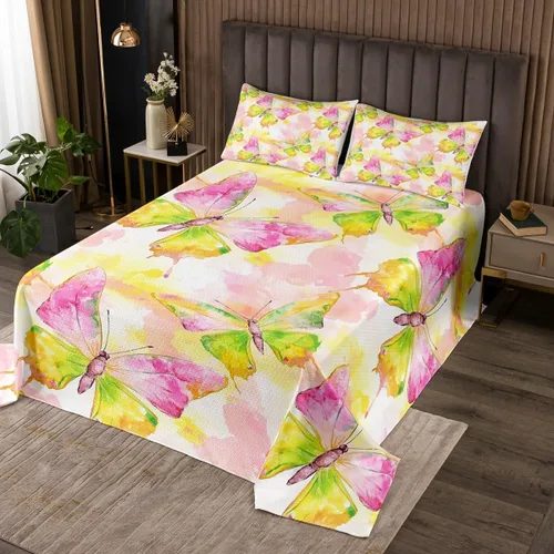 Miniatura 20 de Castle Fairy Daisy Florals Bedspread Twin Size,Cartoon Wildflowers Coverlet Set for Kids Girls Teens Adults Bedroom Decor,Retro Country