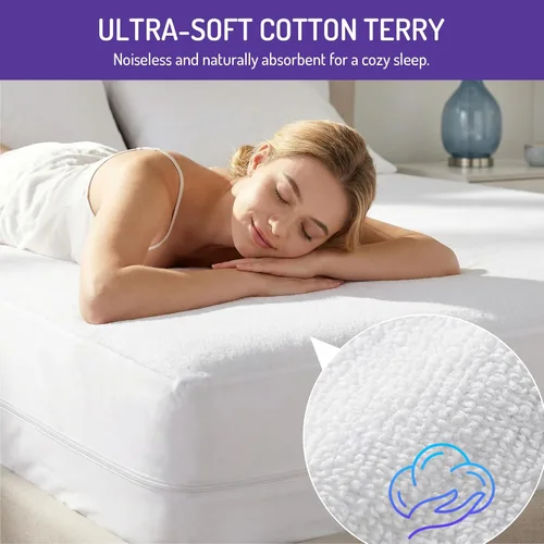 Miniatura 4 de Degrees of Comfort Protector de colchón de tamaño Twin resistente al agua – Funda de colchón a prueba de chinches con cremallera de seis caras 9.1