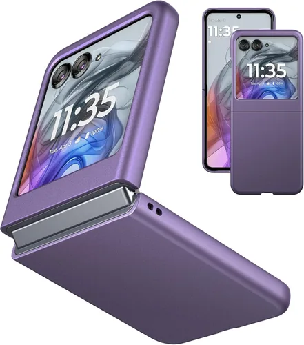 Miniatura 10 de Funda delgada para Moto Razr 2023, parte trasera de policarbonato duro, sensación esmerilada, soporte de carga inalámbrica, ligera, a prueba de Negro
