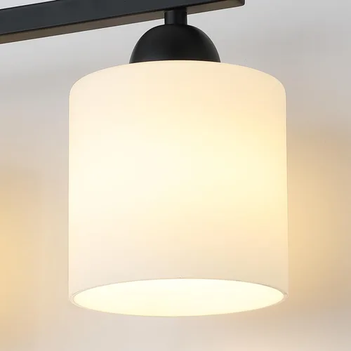 Miniatura 5 de Mecgirn Luces de tocador de vidrio esmerilado para baño, 2 luminarias de baño negro mate sobre espejo, portalámparas E26 de cerámica montados