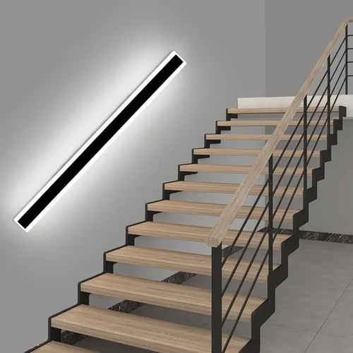 Miniatura 29 de Luz de pared exterior moderna de 47 pulgadas, accesorios de iluminación exterior de acrílico negro de 3000K, montaje en pared, luces de porche