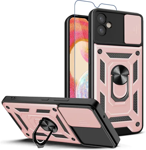 Miniatura 27 de Funda para teléfono Galaxy A06 4G: con protector de pantalla de 2 piezas, cubierta deslizante para cámara y soporte multiángulo para Samsung Galaxy