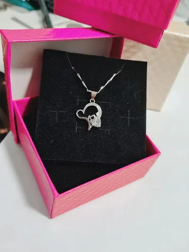 Miniatura 5 de NUIE - Collar con colgante de plata de ley 925 con forma de corazón y cristal rosa para el día de San Valentín cumpleaños regalo
