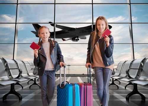 Miniatura 2 de RUINI - Telón de fondo de fotografía para terminal de aeropuerto, salida de avión, decoración de fiesta, 7 x 5 pies
