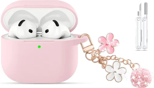 Miniatura 28 de Funda para AirPods Pro 2 con bonito llavero y bolígrafo de limpieza, funda de silicona suave para AirPods Pro de 2ª/1ª generación para mujeres