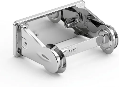 TrueCraftware Dispensador de papel higiénico con bloqueo de un solo rollo para rollo de papel higiénico de 4 pulgadas de diámetro, chapado en cromo,