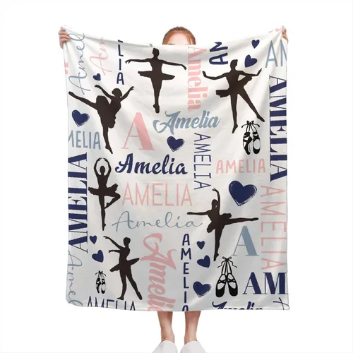 Manta de ballet personalizada con nombre para niña, regalos de cumpleaños y aniversario para niñas, 40 x 30 pulgadas (XS) para mascotas