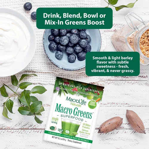 Miniatura 11 de MacroLife Naturals Macro Greens Powder 38 Superfood probiótico, antioxidante, enzima y suplemento herbal, inmunidad natural, energía
