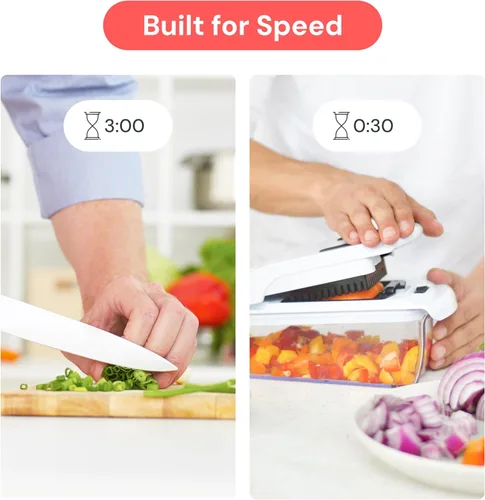 Miniatura 3 de Fullstar The Original Pro Chopper - Picador de verduras y espiralizador, picador de alimentos con recipiente, rebanador de frutas, utensilios