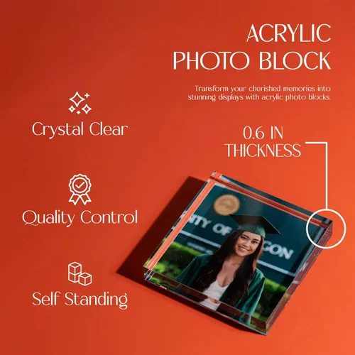 Miniatura 2 de Bloque de fotos acrílico, regalos de fotos personalizados, 3.5 x 3.5 pulgadas 0.6 pulgadas de grosor Impresión acrílica personalizada