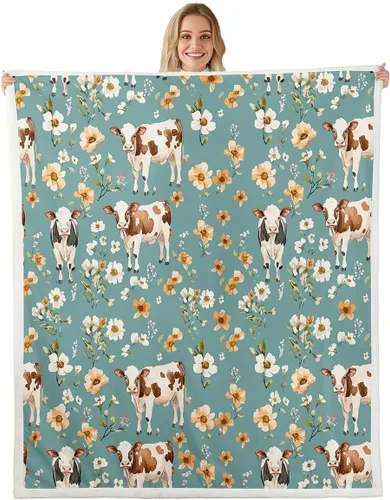 Miniatura 8 de Erosebridal Rooster Fleece Throw Blanket 40"x50" for Bedroom Living Rooms Sofa Couch,Chicken Farmhouse Sherpa Blanket,Wildflower Fuzzy Plush